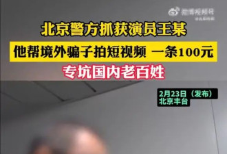 北京警方抓获演员王某 其帮境外骗子拍短视频