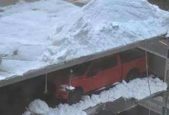 可怕！渥太华建筑被雪压塌 50辆车被埋