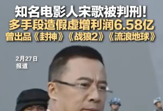 知名电影人宋歌被判刑！多手段造假虚增利润6.58亿，曾出品《封神》《战狼2》等