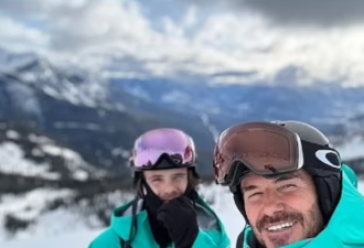 惊喜! 贝克汉姆带儿子闪现加拿大滑雪场: 父子争相炫技!合照温馨!