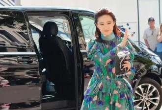 37岁刘亦菲彻底放开！穿碎花裙坐观光车优雅美丽，显东方女神风采