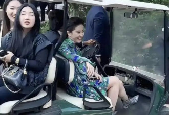 37岁刘亦菲彻底放开！穿碎花裙坐观光车优雅美丽，显东方女神风采