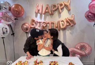 贾静雯为女庆8岁生日，波妞牙齿不齐板牙抢镜