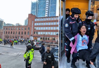 自行车倡导组织强闯工程公司抗议拆除自行车道 被警方抬了出去