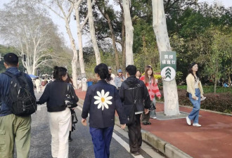 48岁陈数在武汉大学，和朋友赏樱花，皮肤非常白，脸的变化有点大
