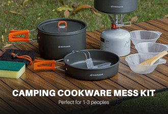 Odoland 10pcs Camping Camping Cookware Mess套件