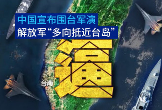 中国解放军宣布对台军演 “多向抵近台岛”