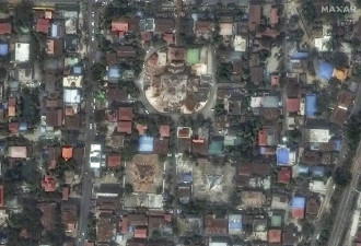 卫星图显示地震摧毁缅甸寺庙,宝塔和数千文化建筑