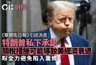 WSJ︰川普私下承认或致经济衰退 会全力免陷萧条