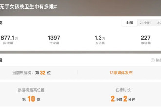 无手女孩演示换卫生巾冲上热搜，曾因太窘迫崩溃！当事人最新发声