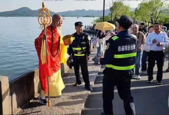 “法海”西湖直播与保安起争执，景区回应