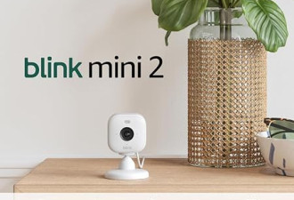 Blink Mini 2（最新型号），插入式智能安全摄像头，高清夜景