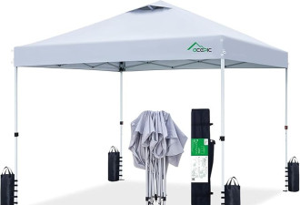 Acepic 10x10 弹出式帐篷，300D 银色涂层顶部、