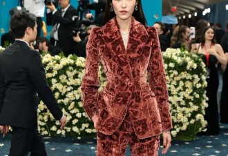刘雯十三度征战Met Gala 红丝绒西装slay全场 G社生图美到封神