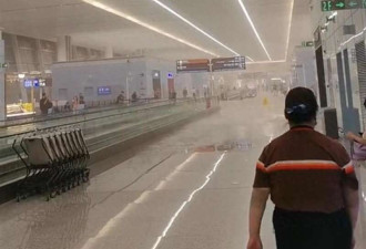 冰雹天气致西安机场T5航站楼变“水帘洞”