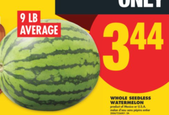 本周特价：大西瓜$3.44 草莓$1.88 猪肋排$2.49 辛拉面$0.75