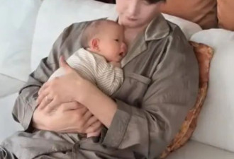 张檬产后首度晒出儿子正面照 小五怀抱孩子父爱满满