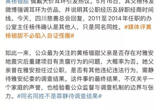 媒体别急着为黄杨钿甜爸爸带节奏，重名不是重点