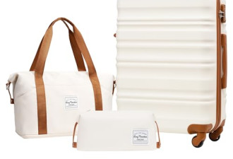 限时8.5 折，Coolife行李3件套装，手提箱套件携带行李箱硬件行李