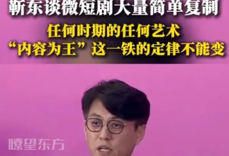 靳东痛批低质微短剧：为迎合流量偏好，大量复制“霸总”等题材