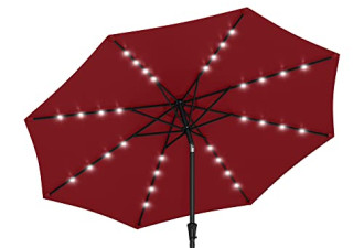 限时9 折， 9 ft Solar Patio Umbrella, 32 LED Lights