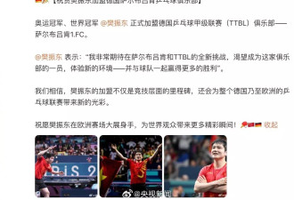德国驻华大使馆发文祝贺樊振东加盟德国乒球俱乐部