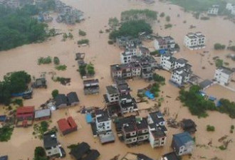 两广城市泡水3天 水位还在涨 猪在街上游泳