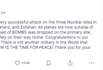 特朗普称美国袭击伊朗三处核设施