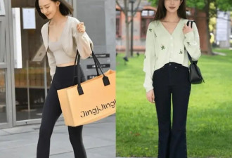 杭州街拍：马蹄裤搭配平底鞋 时髦显高又显瘦
