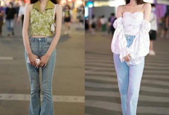 杭州街拍：马蹄裤搭配平底鞋 时髦显高又显瘦
