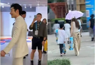 杨颖带儿子游玩，8岁小海绵走路姿势像黄晓明，身高到妈妈肩膀