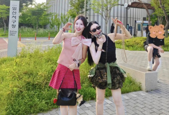 钟丽缇和家人去韩国看演唱会，二女儿打扮性感，小麦色皮肤真好看