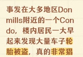 华人曝多伦多Don Mills公寓一夜被洗劫, 车主一早起来全傻眼！