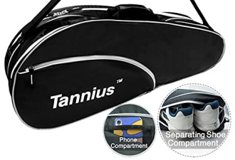 8 折, Tannius 3-5球拍网球袋,带鞋和手机分隔以及防护垫