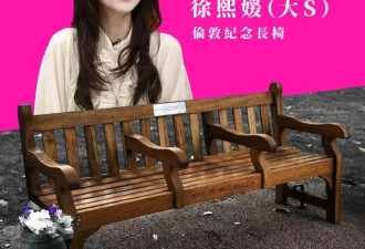 大S伦敦纪念长椅已落成 铭牌写道：她化作照耀我们的永恒光芒