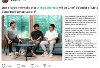 扎克伯格：任命这位华裔为Meta的首席科学家
