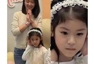 林心如全家福曝光，7岁女儿脸型像妈五官像爸，网友：这颜值基因太强大了