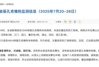 美国计划就基孔肯雅热病例上升 对华发布旅行警告