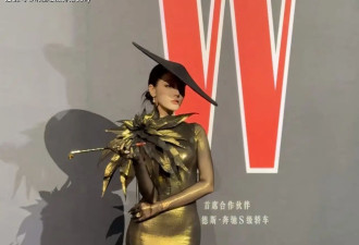 迪丽热巴一出手就是“王炸”，穿金色鱼尾礼服亮相W盛典，太吸睛