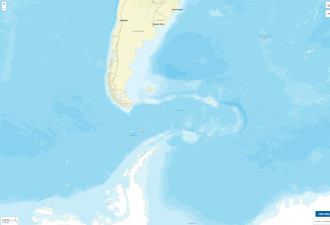 USGS：南美洲及南极洲之间海峡发生7.5级地震