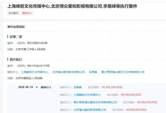 李易峰被强制执行，涉4990万元！此前因嫖娼被拘