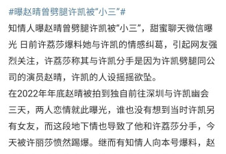 知情人曝许凯赵晴聊天记录，抱女方睡，疑似同居