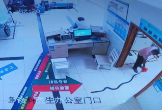 中国老人被蛇咬伤 家属拖2米长“凶手”进医院