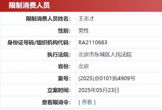 演员王艳的富豪丈夫，被限制高消费