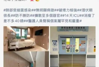 “最帅令狐冲”因肺部感染进入ICU：暴瘦36斤 被猜与常年吃素有关