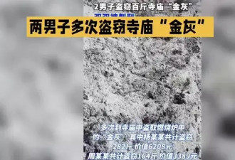 离奇窃案引发热议 两男子被指偷寺庙“金灰”获刑