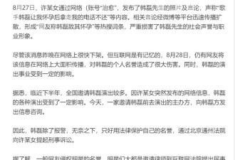 韩磊提刑事诉讼 否认致人怀孕后失联 诉对方诽谤