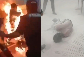 错过飞机暴怒 他在机场自焚冲向员工 画面曝光