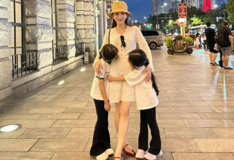 38岁方媛被偶遇：挺着8个月孕肚送孩子，两个女儿一左一右很可爱