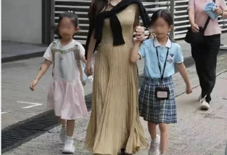 38岁方媛被偶遇：挺着8个月孕肚送孩子，两个女儿一左一右很可爱